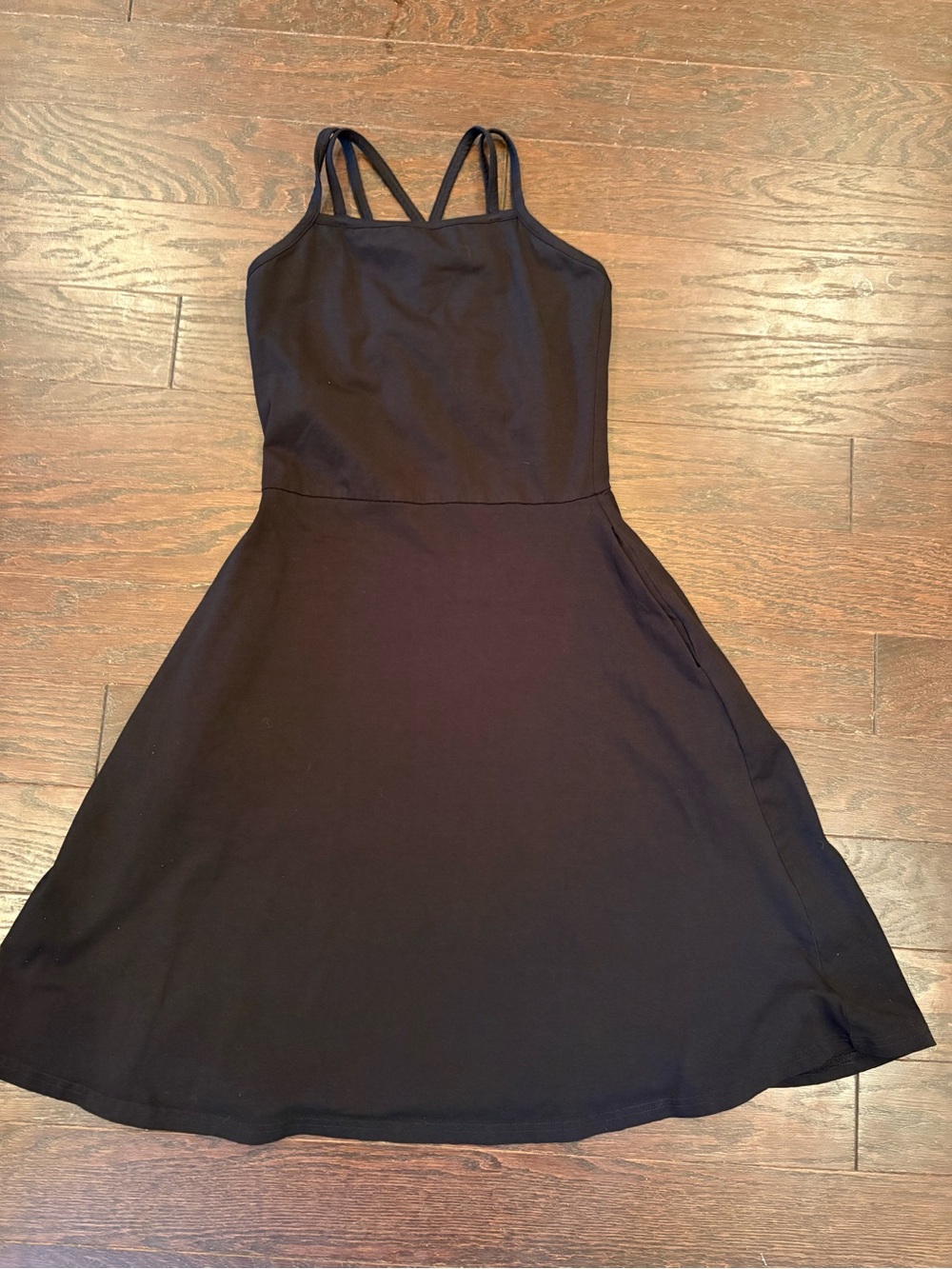 Pact Black Strappy A-Line Mini Dress